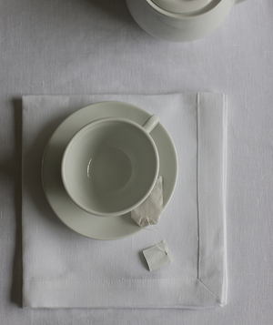 Linen Napkin - White - Mitred Hem - Set of 10