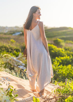 Linen Willow Jumpsuit in Stone