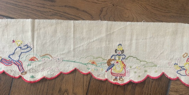 Embroidered Antique French Shelf Decoration