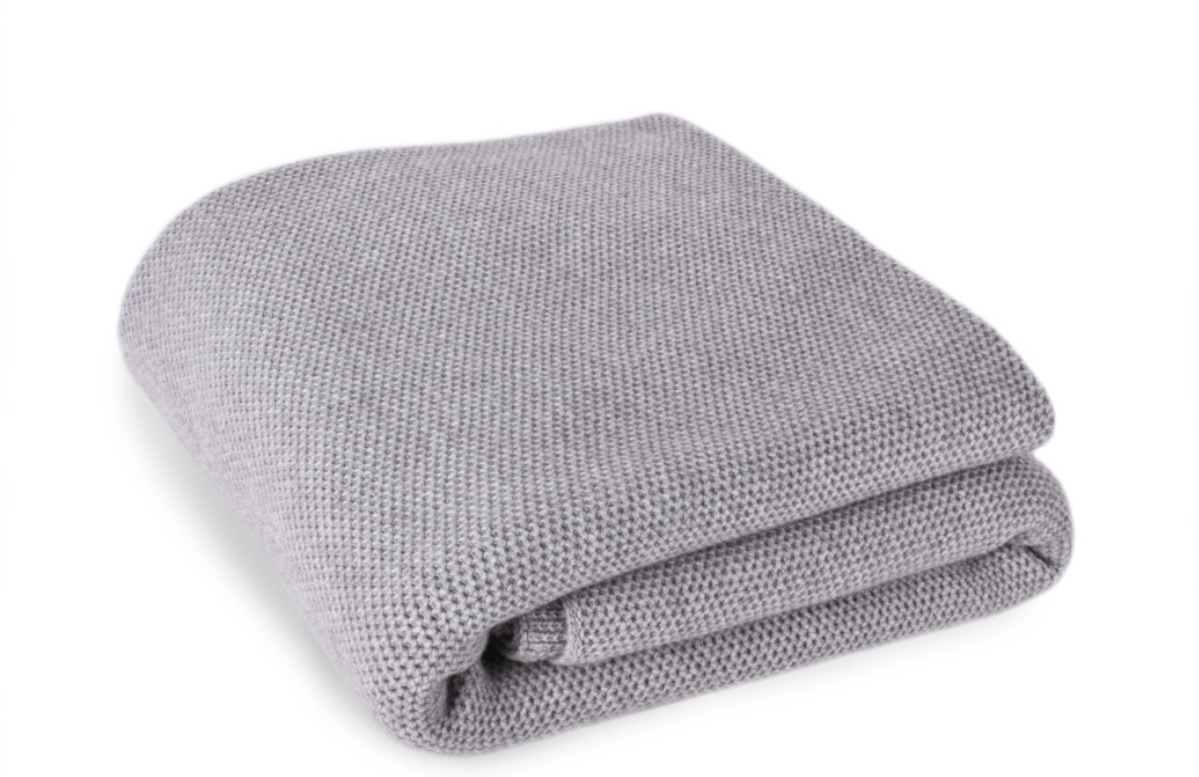 Waffle Stitch 4-Ply Cashmere Blanket Throw - Potash