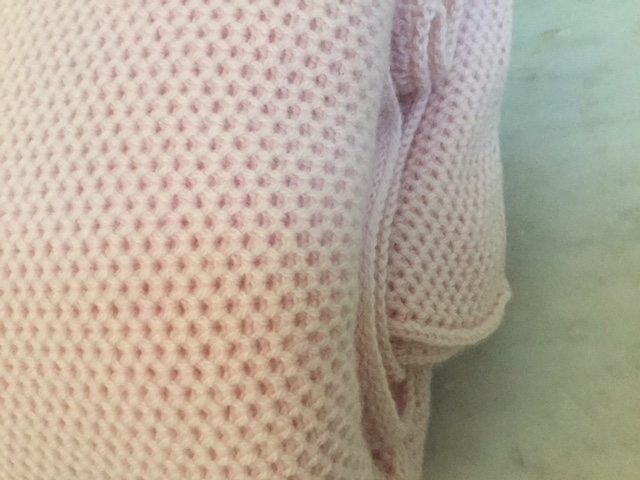 Waffle Stitch 4-Ply Cashmere Blanket Throw - Cherry Blossom