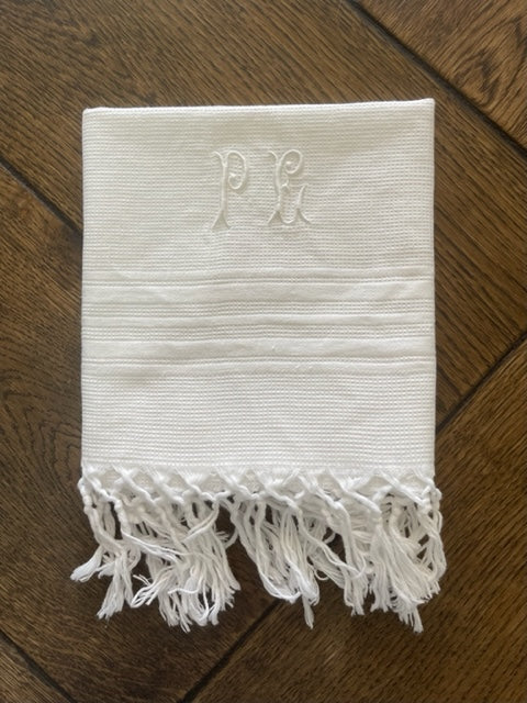 Vintage French Cotton Waffle hand towels - monogrammed