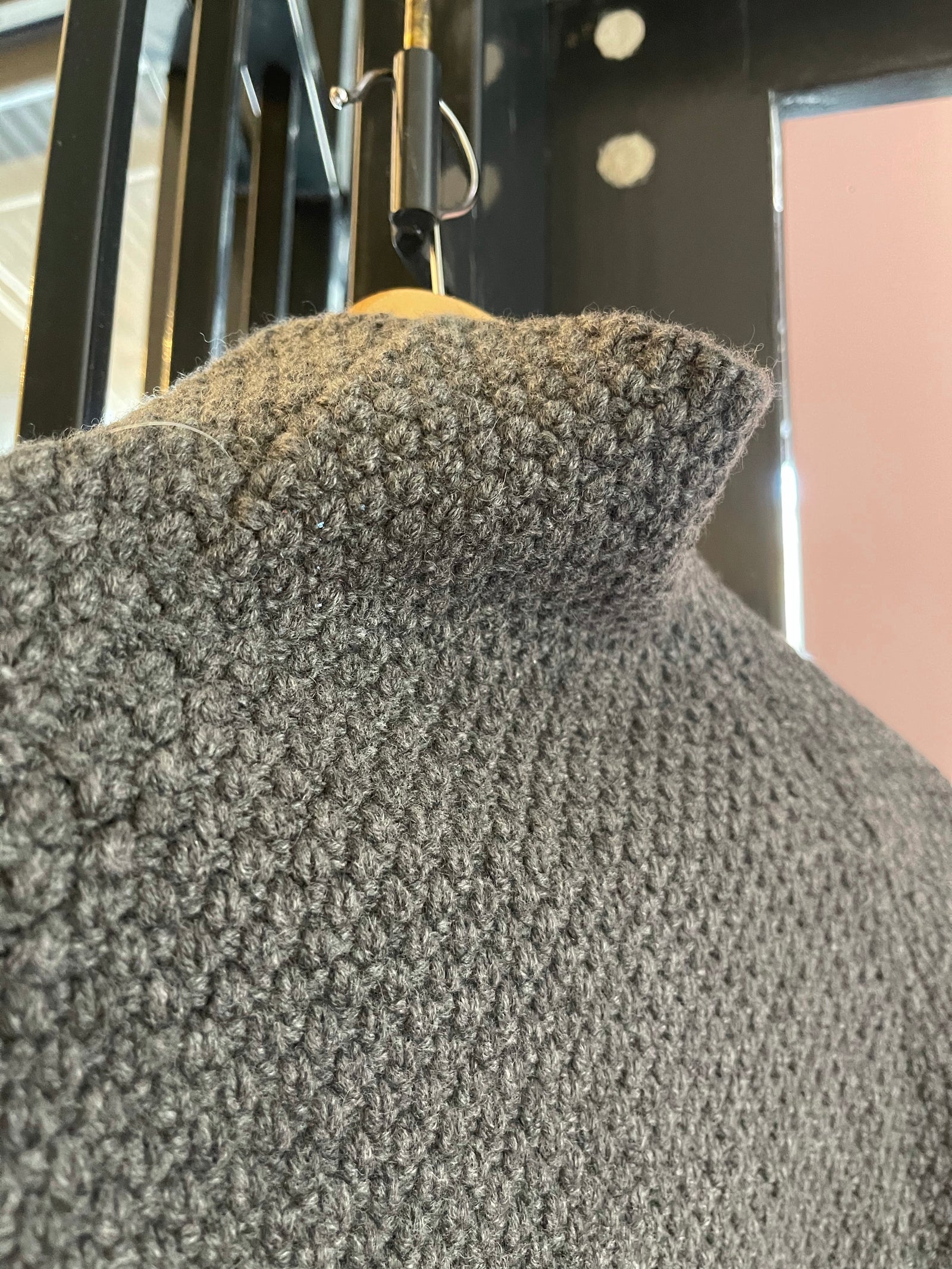 6-ply Cashmere Seed Funnel Neck Boxy Jumper - Derby Grey