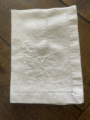Vintage White Linen Napkins #SB - Set of 11