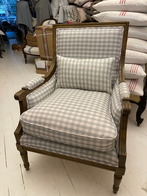 Pale Blue Gingham Armchair