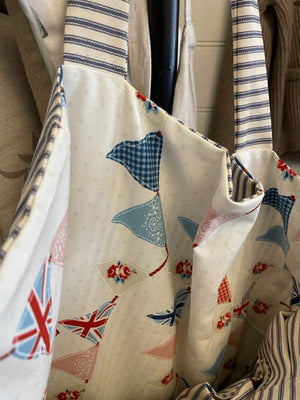 Ticking Striped Tote Bags - English Flags