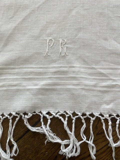 Vintage French Cotton Waffle hand towels - monogrammed