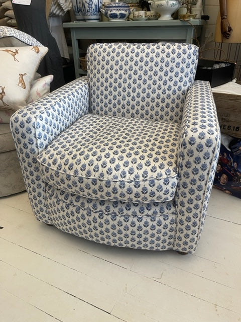 Pretty Repeating Blue Floral Armchairs