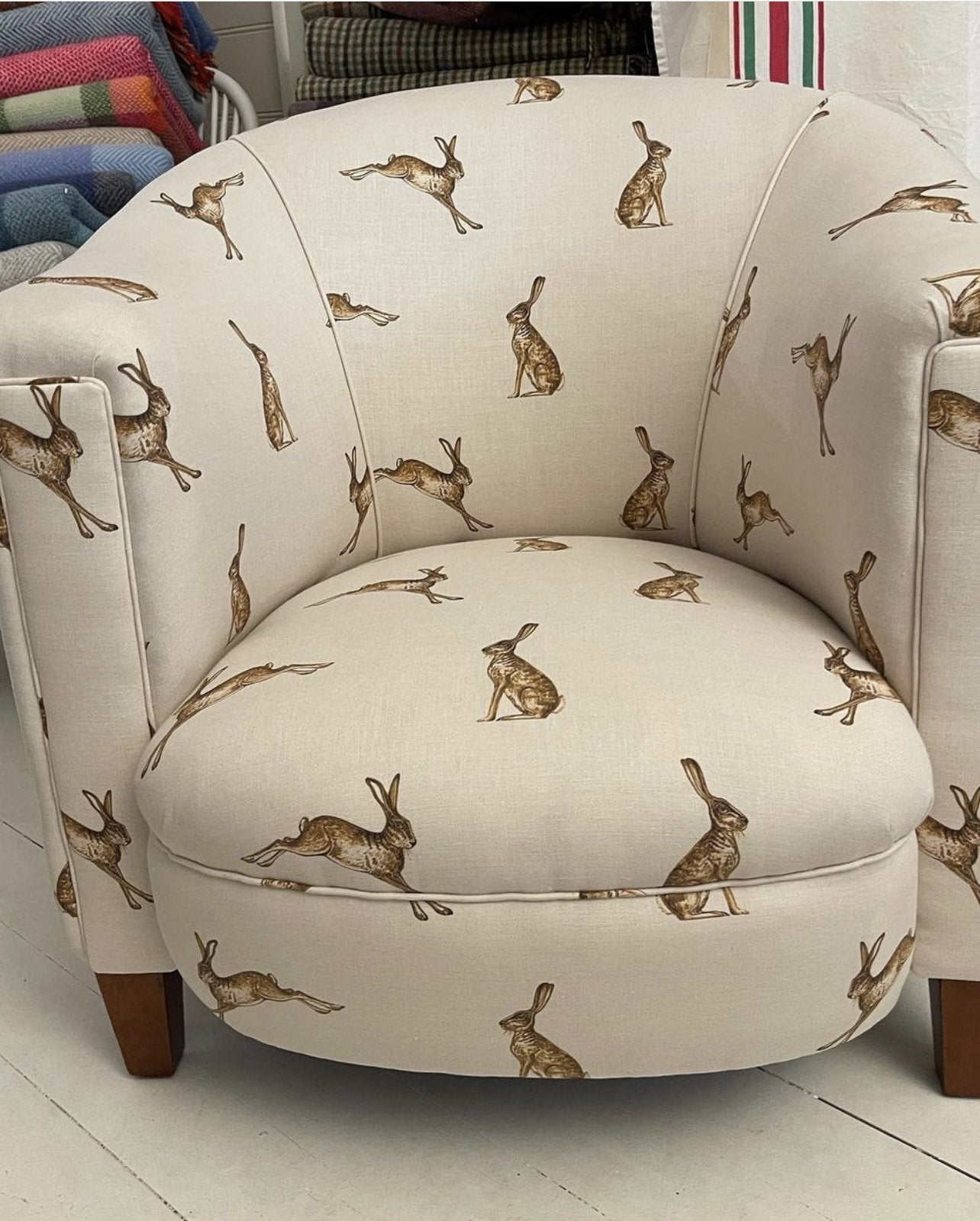 Fudge Hares English Linen Tub Chair Armchair
