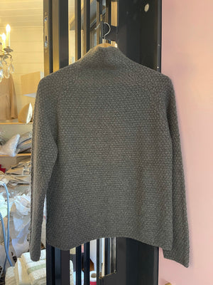 6-ply Cashmere Seed Funnel Neck Boxy Jumper - Derby Grey