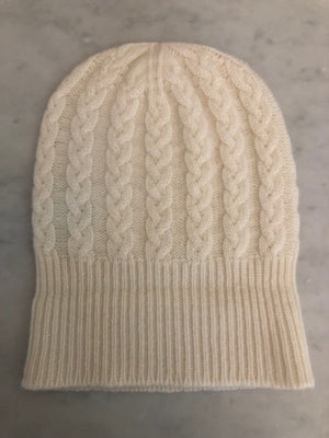 SCA 3-ply Beanies | Winter White Cable Knit
