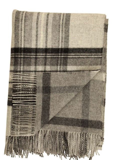 Lambswool Double Face Check Throw | Grey