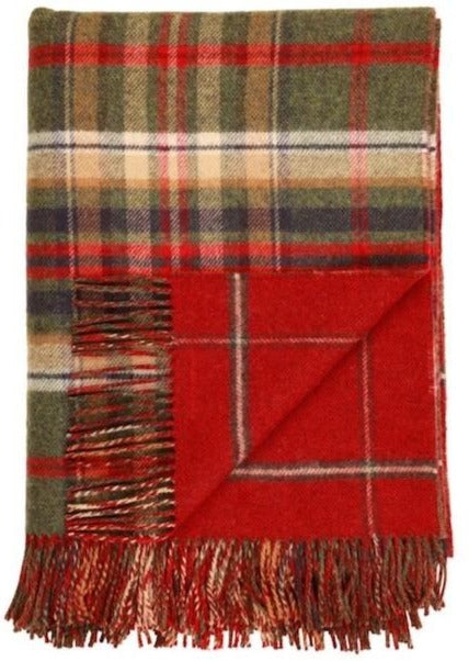 Lambswool Double Face Check Throw | Green
