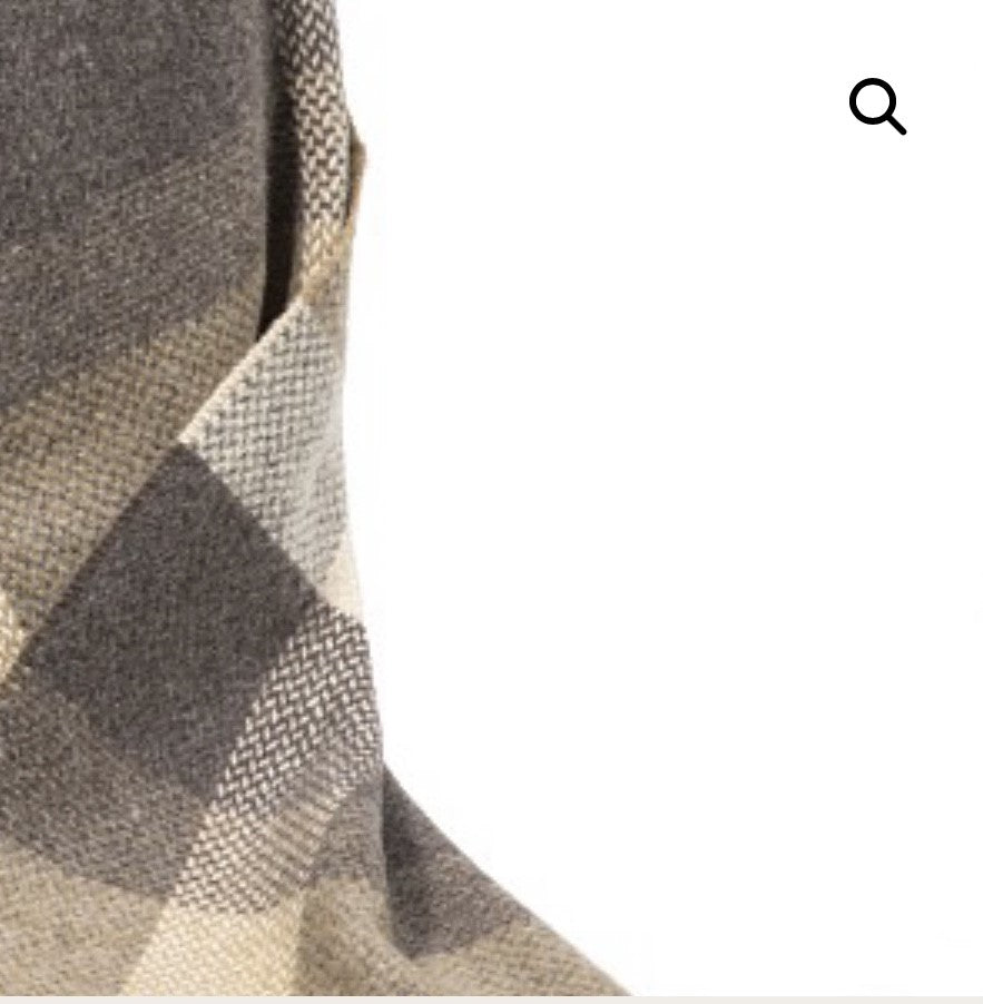 Merino Cashmere Throw - Cream + Beige Pleat Large Check