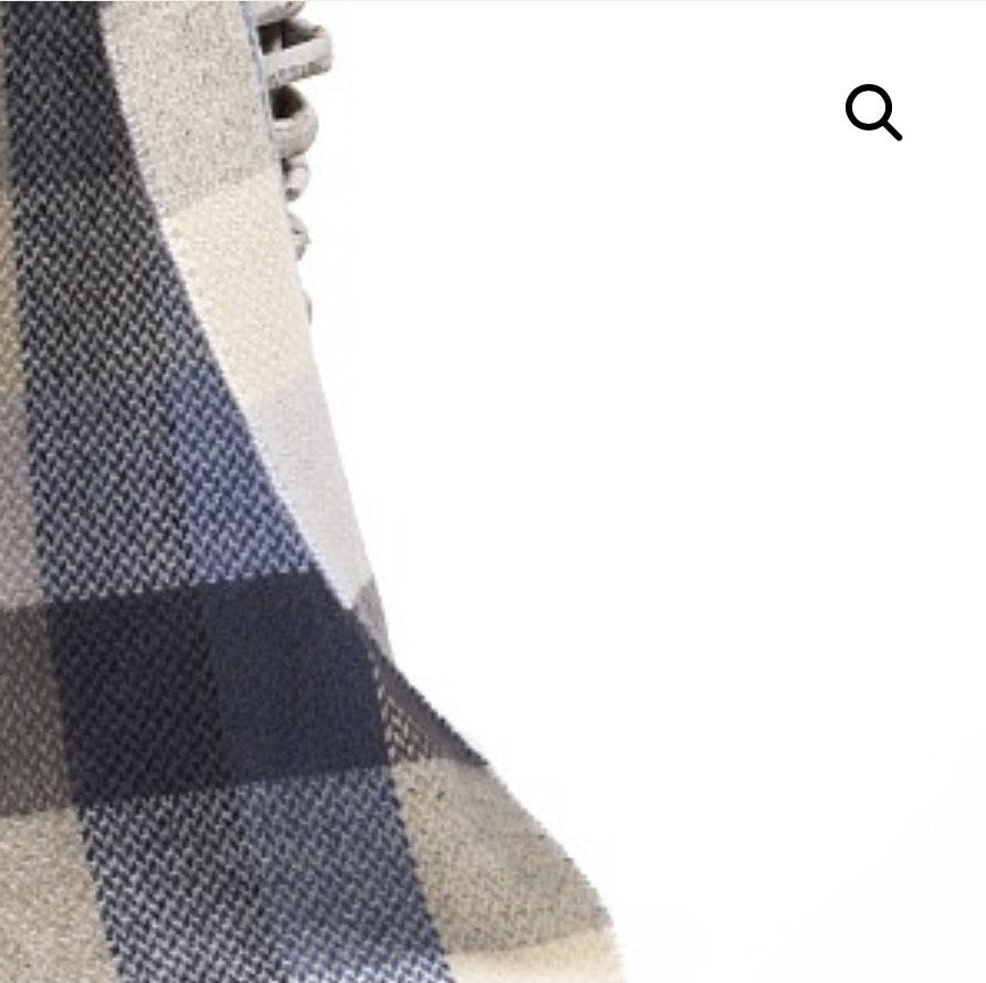 Merino Cashmere Throw - Demin + Cream Large Block Check