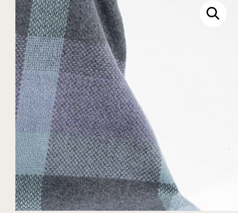 Merino Cashmere Throw - Duck Egg, Teal, Purple + Grey Check