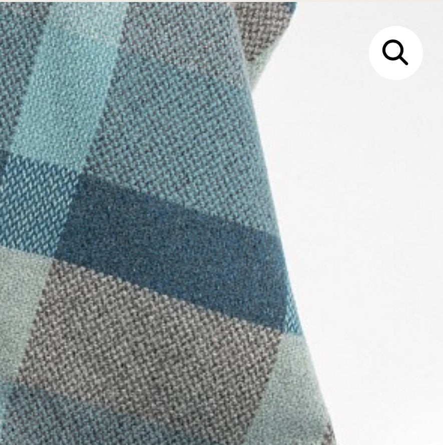 Merino Cashmere Throw - Green, Duck Egg, Aqua + Teal Check