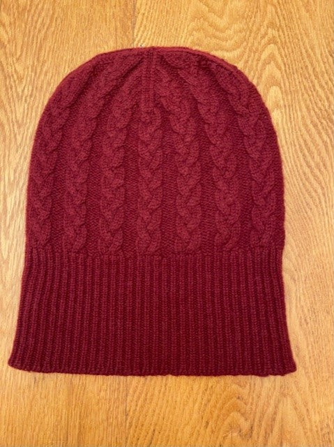 SCA 3-ply Beanies | Claret Cable Knit