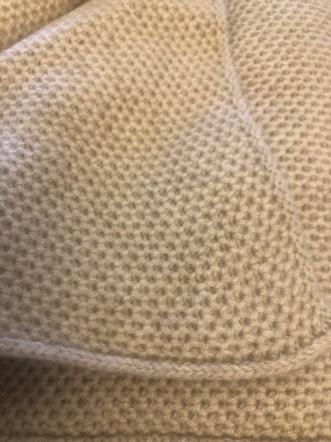 Waffle Stitch 4-Ply Cashmere Blanket Throw - Light Natural