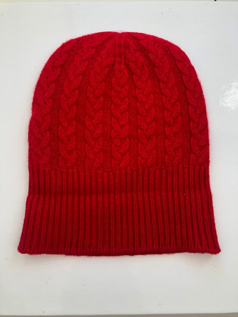 SCA 3-ply Beanies | Cardinal Red Cable Knit