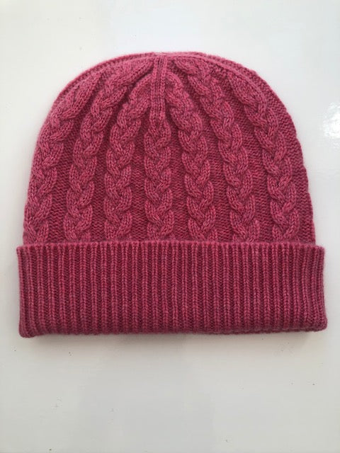 SCA 3-ply Beanies | Starlet Pink Cable Knit