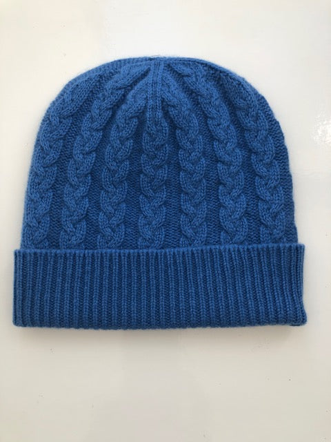 SCA 3-ply Beanies | Isfahan Blue Cable Knit