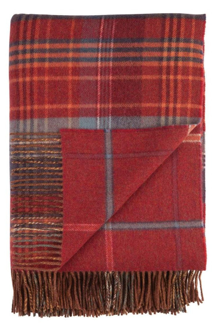 Lambswool Double Face Check Throw | Russett Red